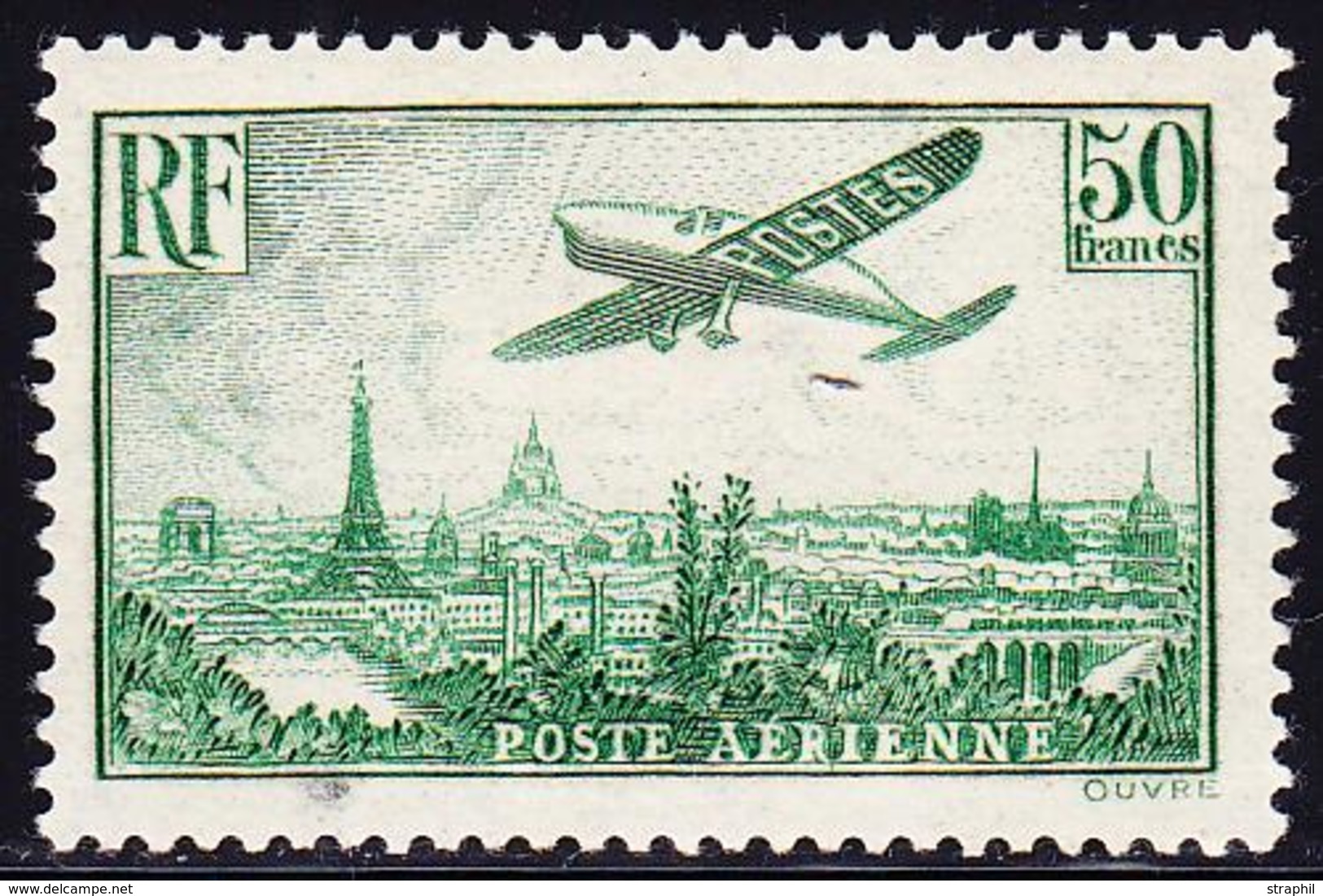 ** POSTE AERIENNE - ** - N°14 - 50F Vert - Léger Pt Clair - TB - 1927-1959 Mint/hinged