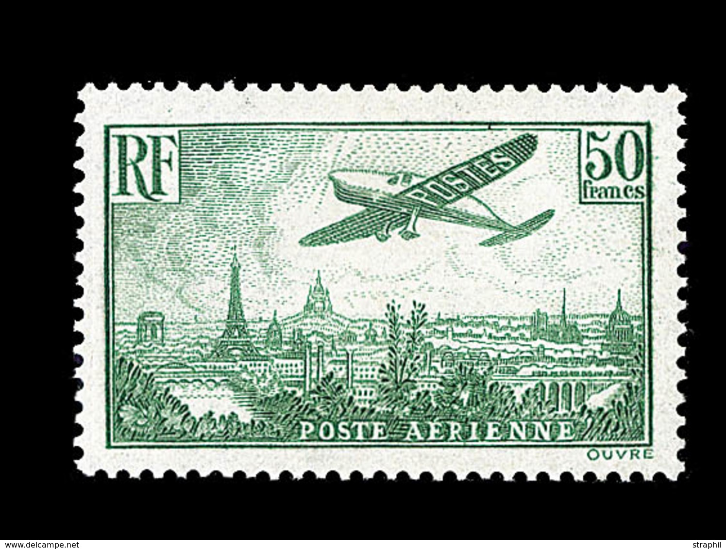 ** POSTE AERIENNE - ** - N°14 - 50F Vert Jaune - Signé JF Brun - TB - 1927-1959 Mint/hinged