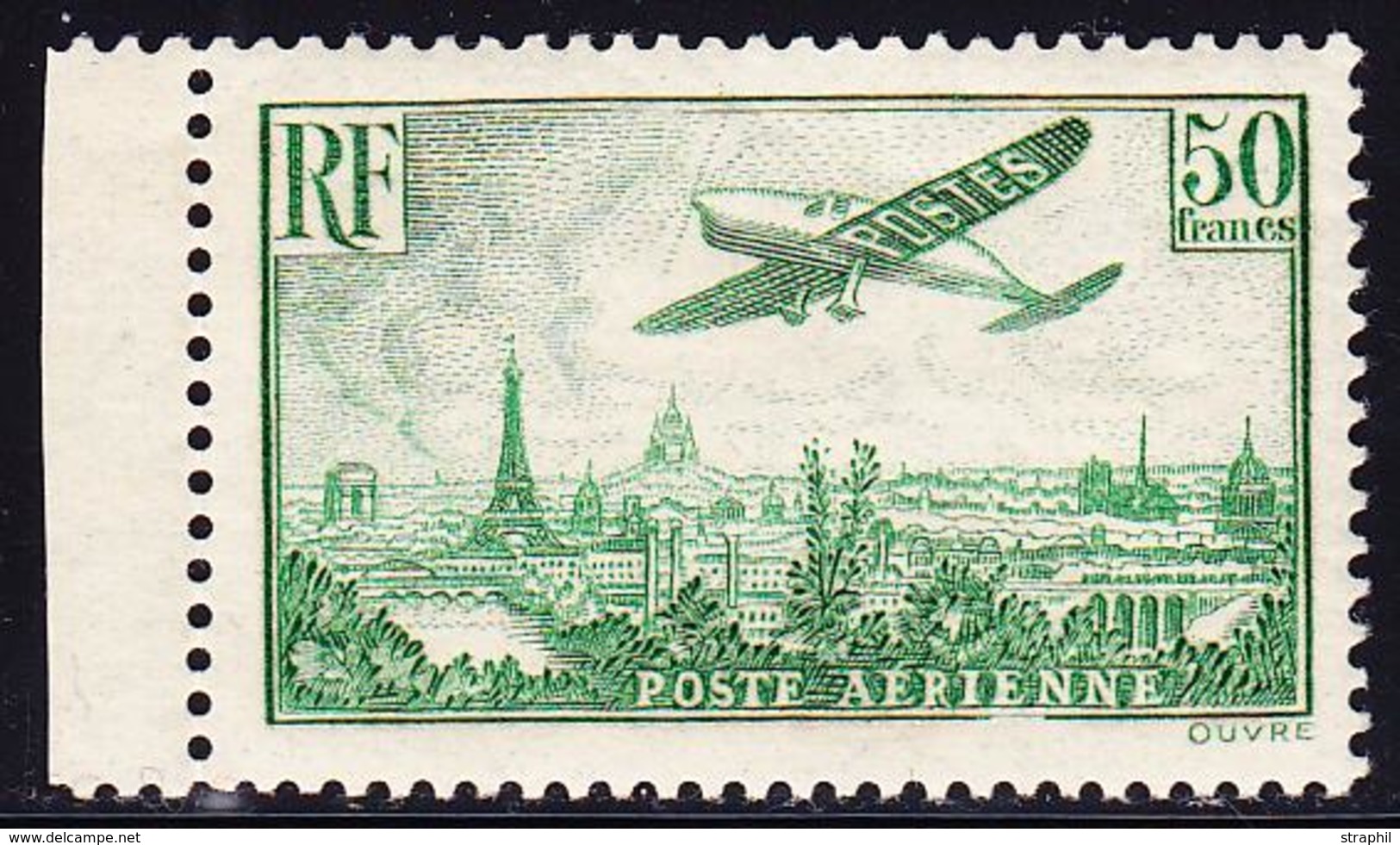 ** POSTE AERIENNE - ** - N°14a - 50F Vert - Petit BdF - TB - 1927-1959 Mint/hinged