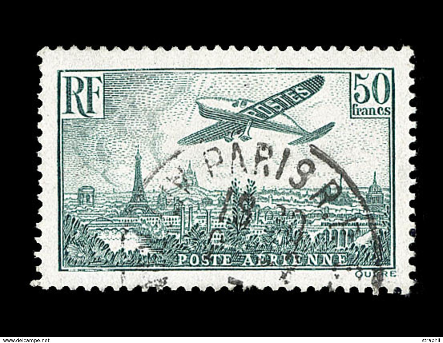 O POSTE AERIENNE - O - N°14b - 50F Vert Foncé - TB - 1927-1959 Ungebraucht