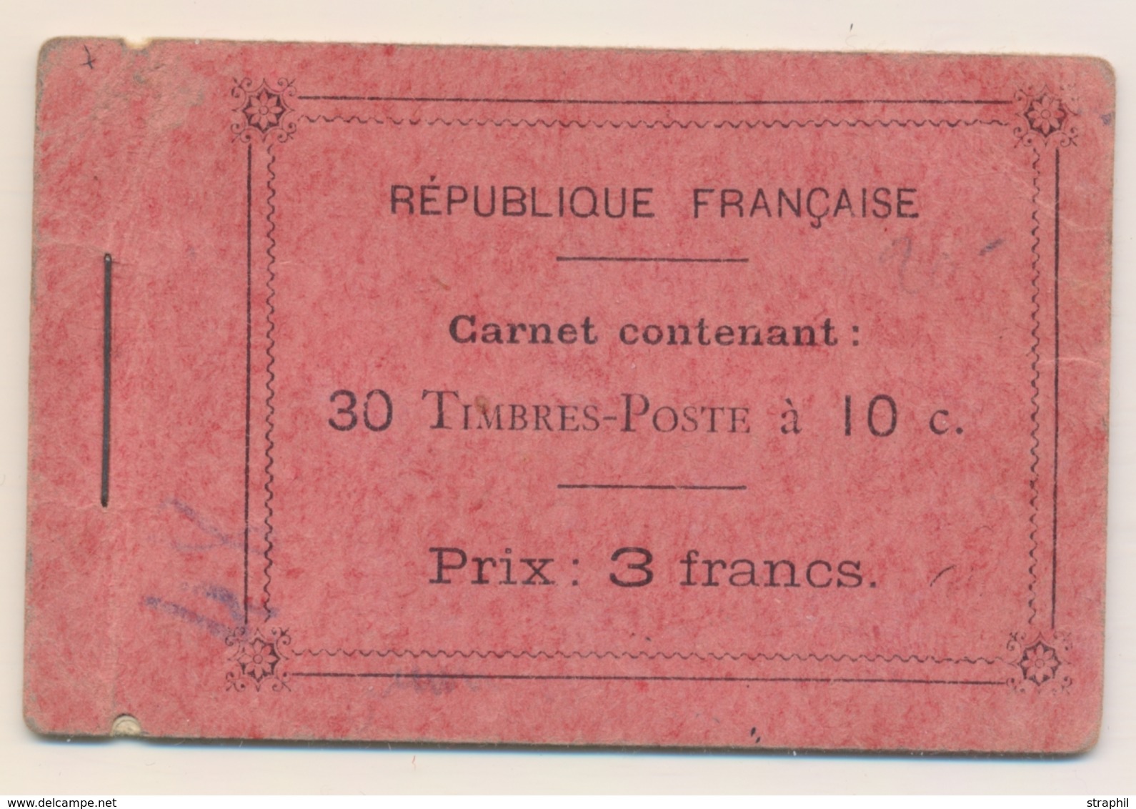** CARNETS ANCIENS - ** - N°138 C7 - 10c Rouge - Type II - Carnet Incomplet - 18ex Papier X - TB - Other & Unclassified