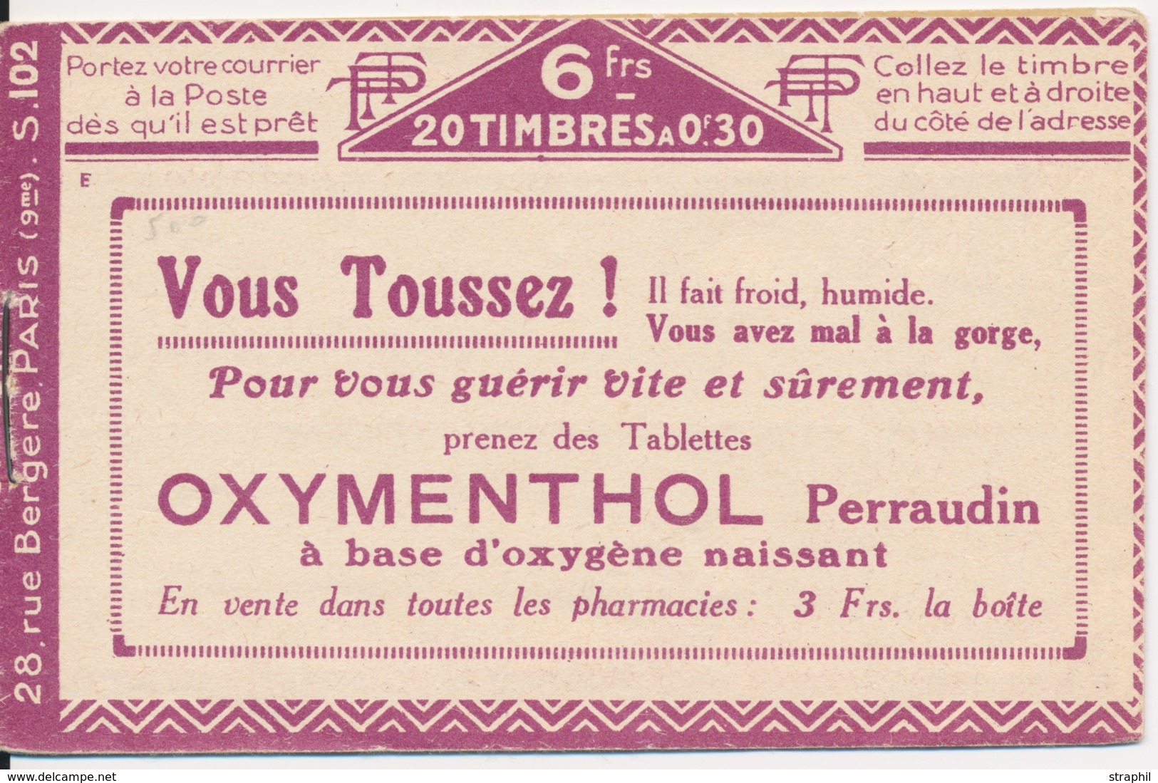 ** CARNETS ANCIENS - ** - N°192 C2 - Gibbs X4 - S102 - Couv. OXYMENTHOL X 2 - TB - Other & Unclassified