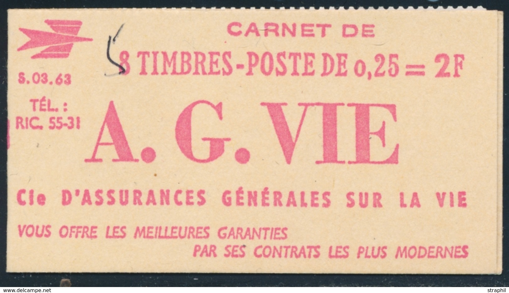 ** CARNETS ANCIENS - ** - N°1263 - Série .03.63 - 0,25 Decaris - Pub AG VIE - TB - Other & Unclassified