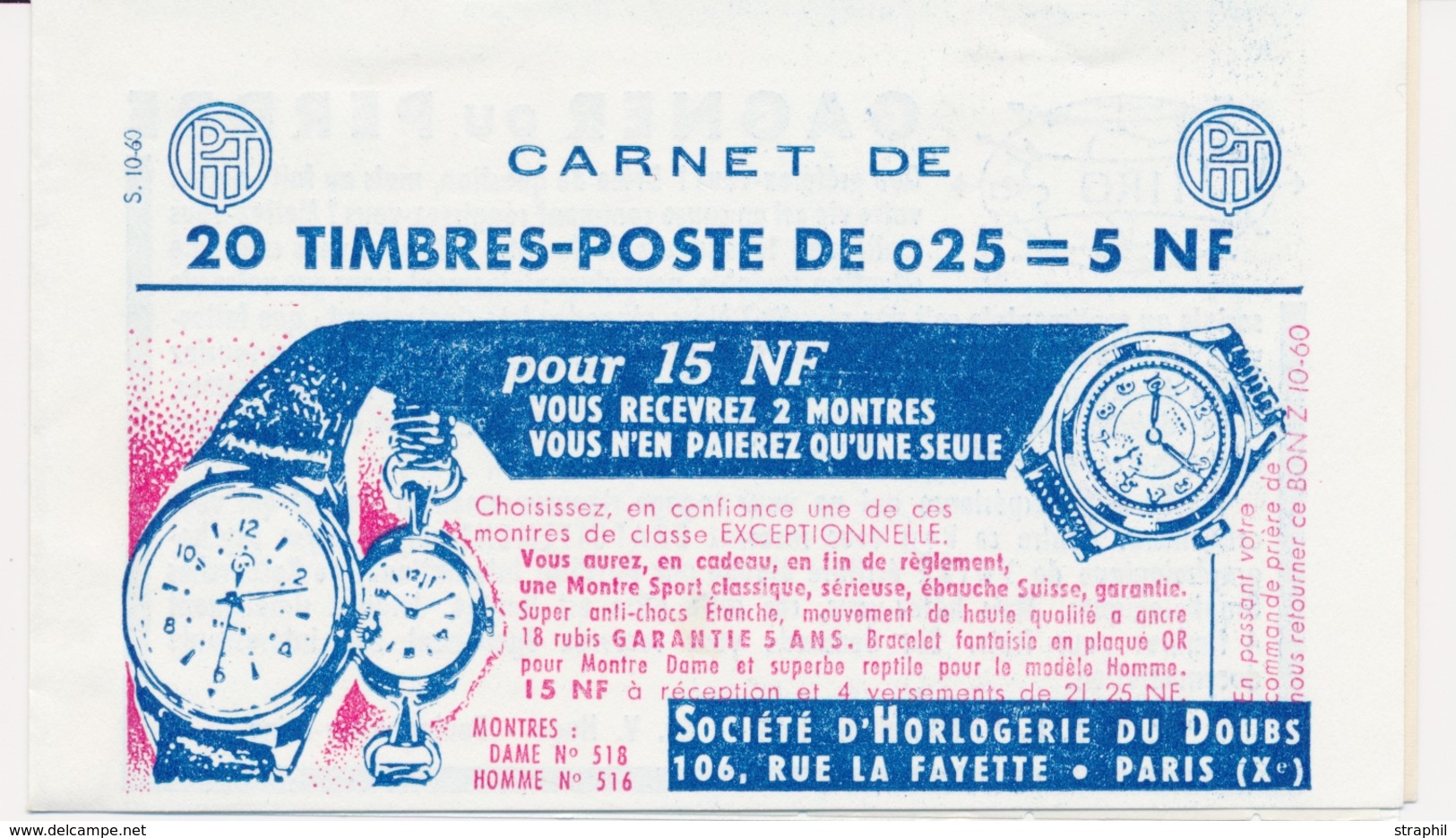 ** CARNETS ANCIENS - ** - N°1263 C3 - Série S.10.60 - Daté 3/8/60 - TB - Sonstige & Ohne Zuordnung