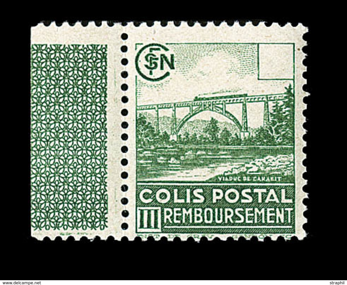 ** COLIS POSTAUX - ** - N°180b - 7F50 Vert Jaune - Valeur Omise - Rare - TB - Mint/Hinged