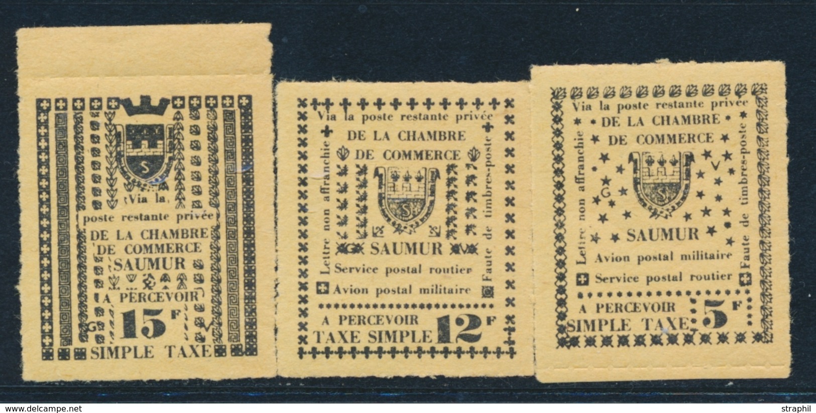 ** TIMBRES DE GREVE (REF. MAURY) - ** - N°4/6 - SAUMUR - TB - Altri & Non Classificati