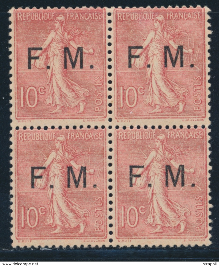 ** FRANCHISE MILITAIRE - ** - N°4 - Bloc De 4 - 10c Rose - Certificat Behr - TB - Military Postage Stamps