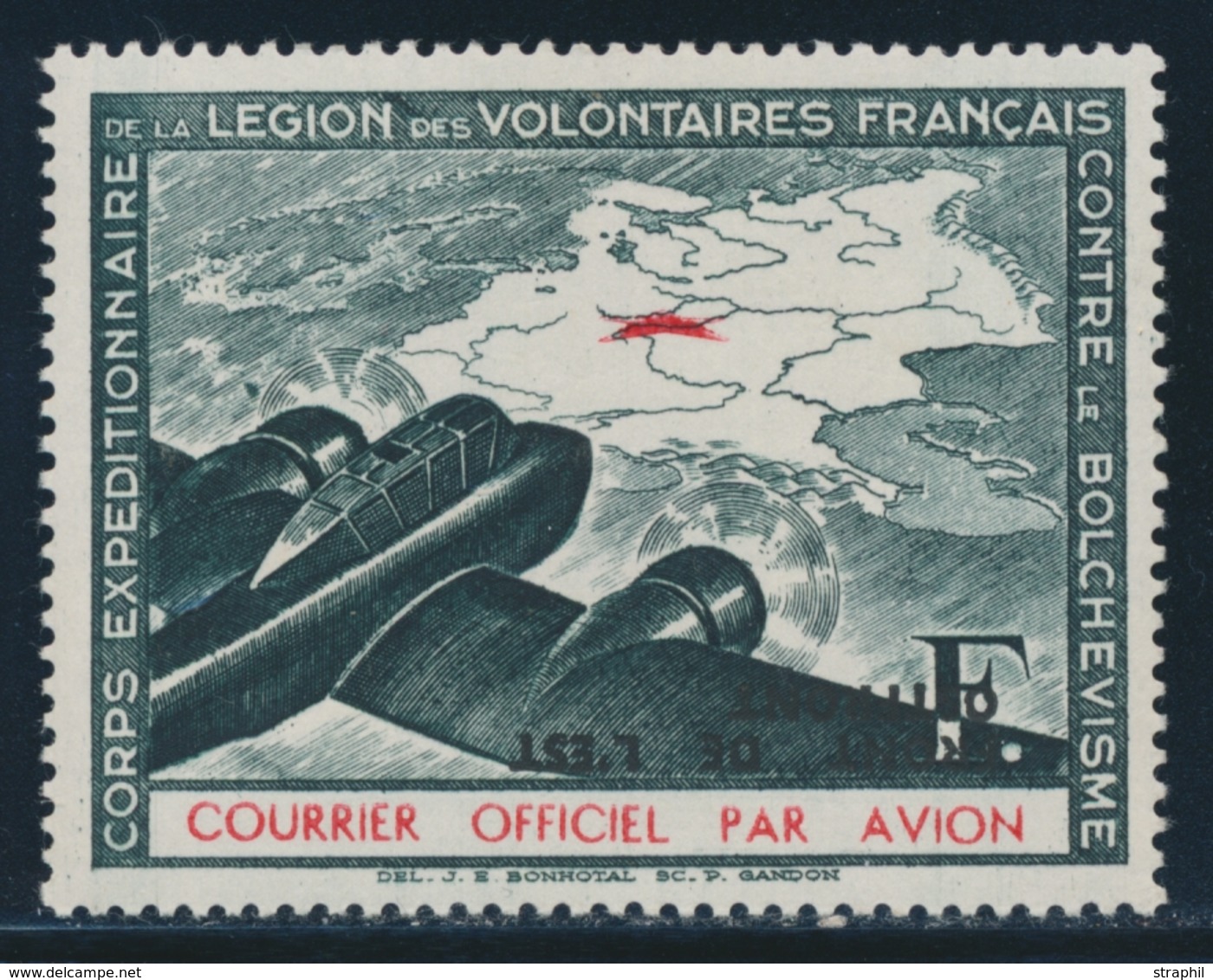 * LEGION VOLONTAIRE FRANCAISE - * - N°4 - Surch Renversée - TB - War Stamps