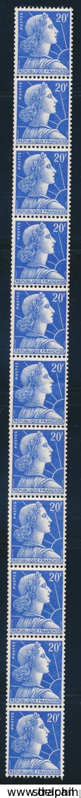** ROULETTES - ** - N°40 - 20F Marianne De Muller - N°1011B - Pli S/1 T. - Sinon TB - Coil Stamps