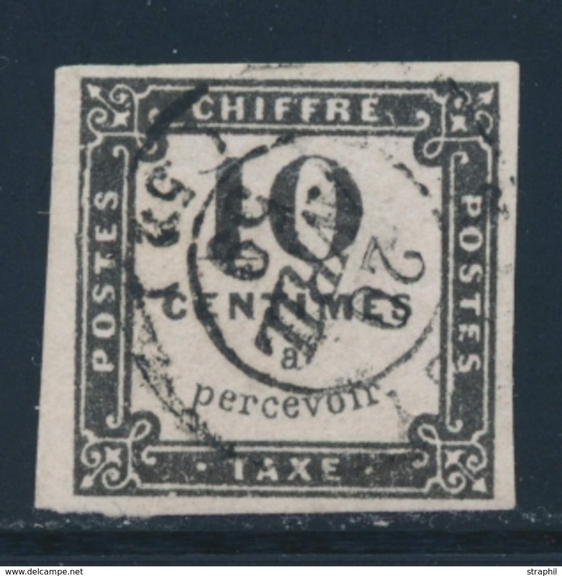 O TIMBRES TAXE - O - N°1 - 10c Noir - Signé Calves - TB - 1859-1959 Mint/hinged