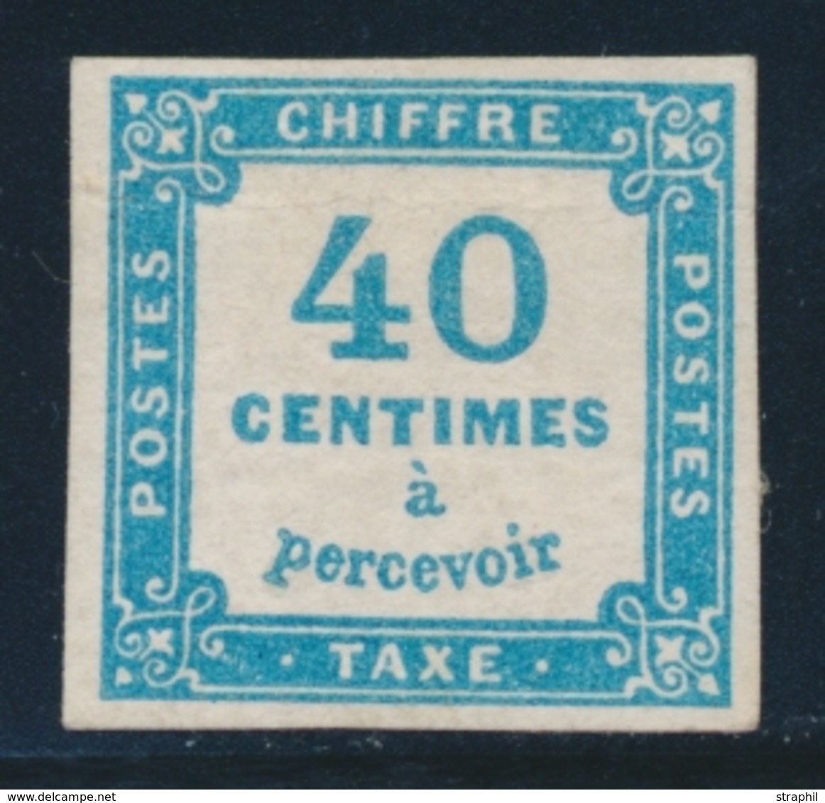 * TIMBRES TAXE - * - N°7 - 40c Bleu - Signé Calves - TB - 1859-1959.. Ungebraucht