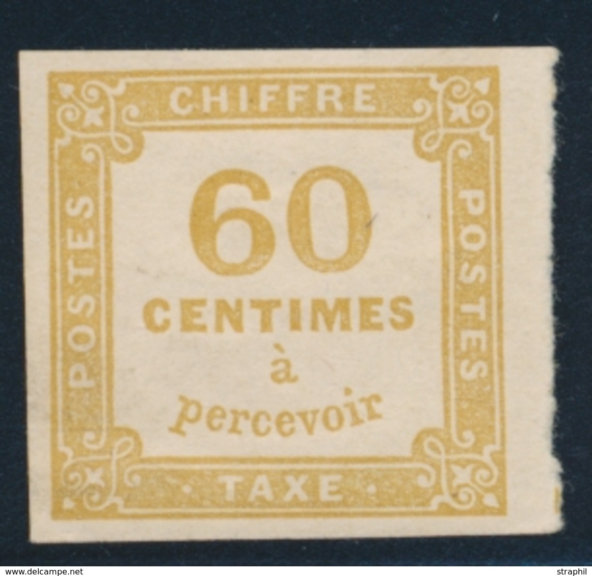 * TIMBRES TAXE - * - N°8 - 60c Jaune Bistre - Signé Calves/JF Brun - 1pt Clair - Sinon Asp. TB - 1859-1959.. Ungebraucht