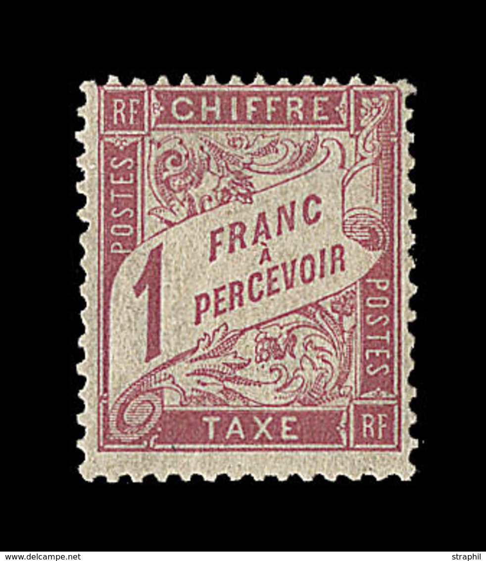 * TIMBRES TAXE - * - N°39 - 1F Rose S/paille - Signé JF. Brun/ A.brun - TB - 1859-1959 Mint/hinged