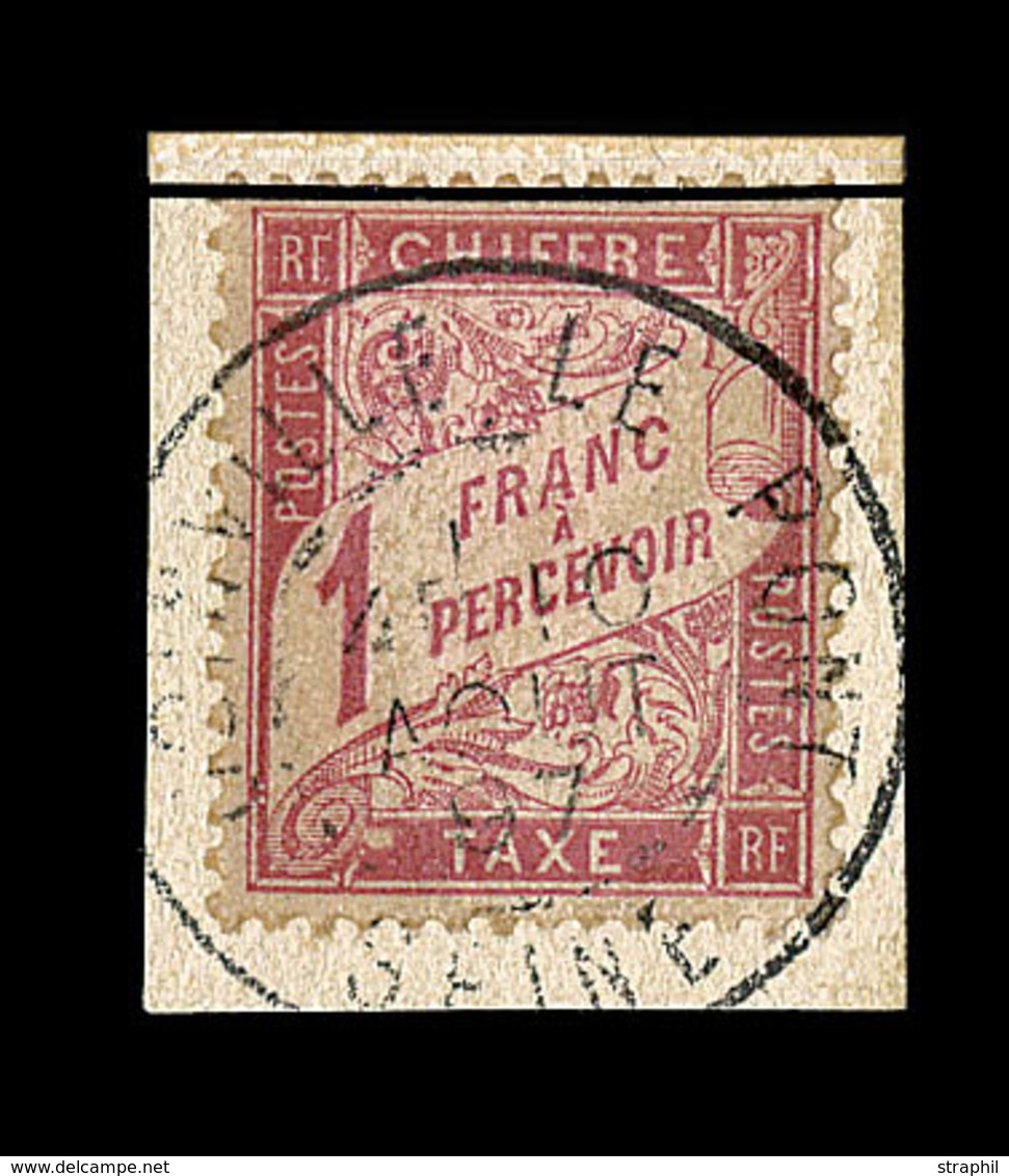 F TIMBRES TAXE - F - N°39 - 1F Rose S/paille - Obl. Joinville Le Pont - TB/SUP - 1859-1959 Mint/hinged