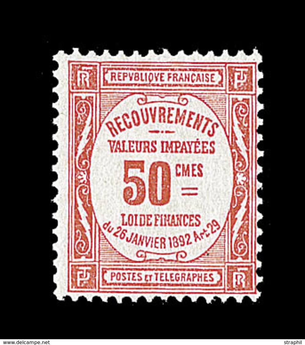 ** TIMBRES TAXE - ** - N°47 - 50c Rouge - Signé Calves - TB - 1859-1959 Mint/hinged