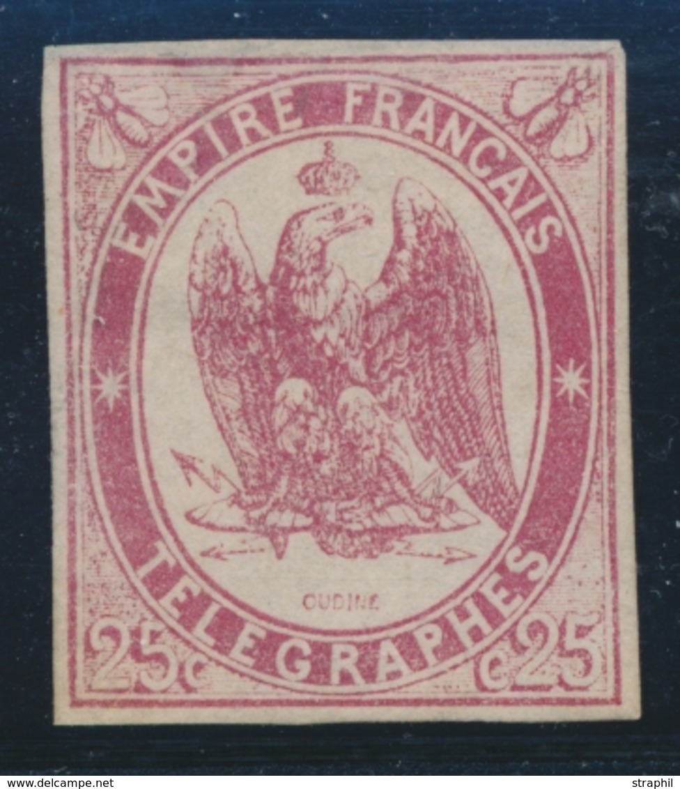 * TIMBRES - TELEGRAPHE - * - N°1 - 25c Rouge Carmin - Signé Calves - TB - Telegraph And Telephone