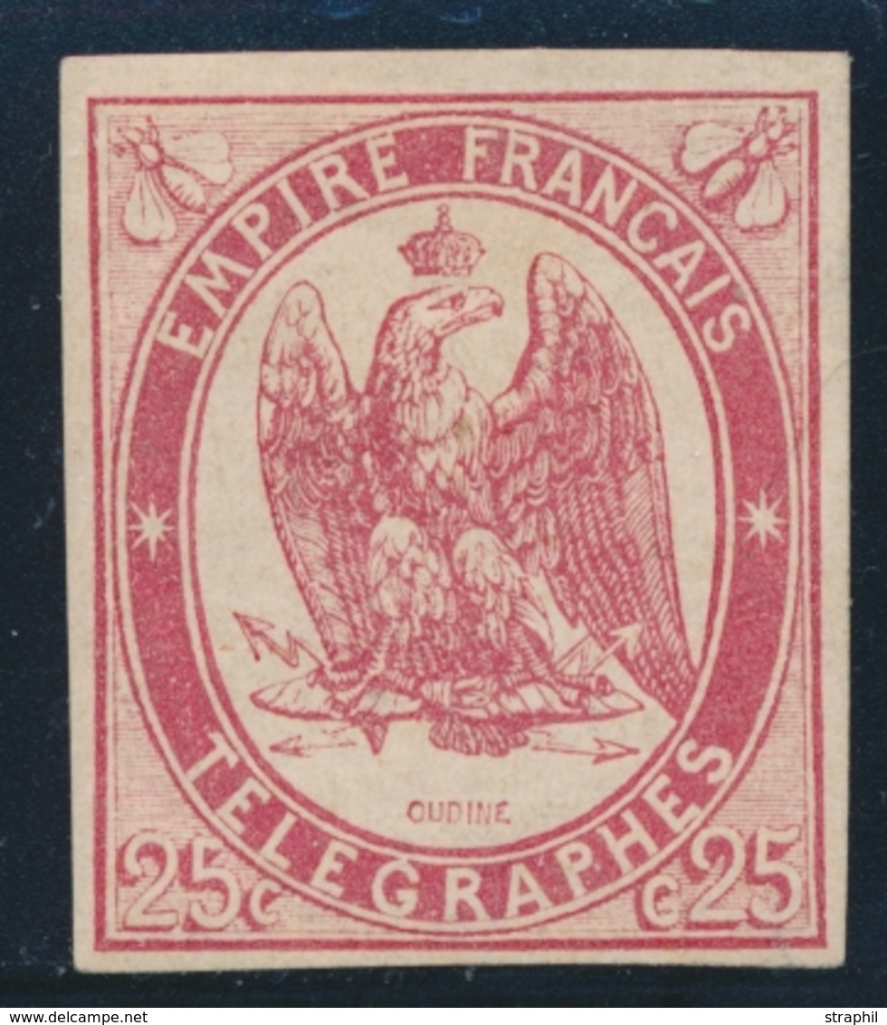 * TIMBRES - TELEGRAPHE - * - N°1 - 25c Rose - Signé A. Brun - TB - Telegraph And Telephone