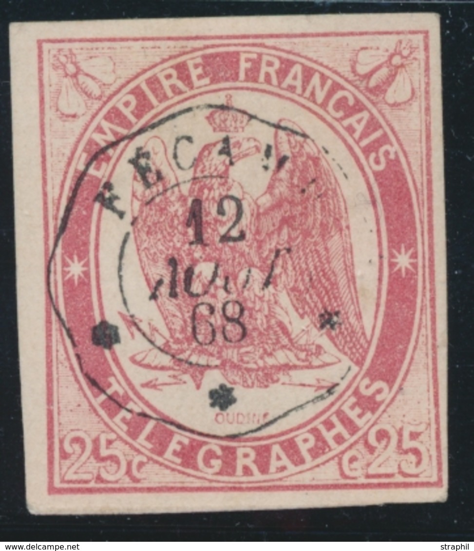 O TIMBRES - TELEGRAPHE - O - N°1 - 25c Rouge Carmin - Signé JF. Brun - TB - Telegraph And Telephone