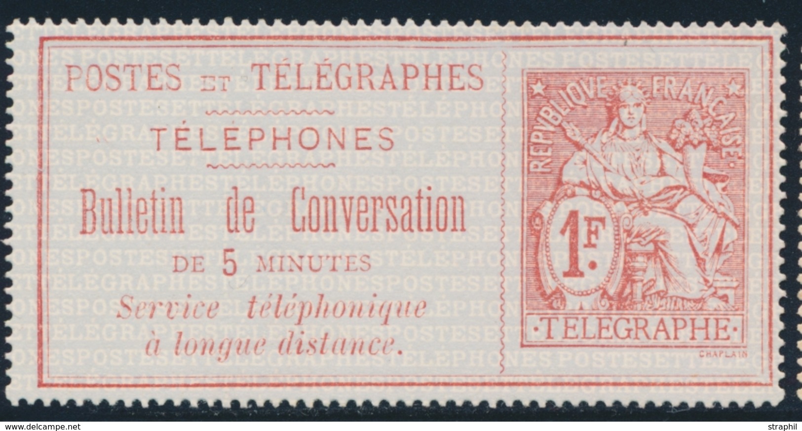 (*) TIMBRES - TELEPHONE - (*) - N°10 - 1F Rouge Sur Azuré - TB - Telegraphie Und Telefon