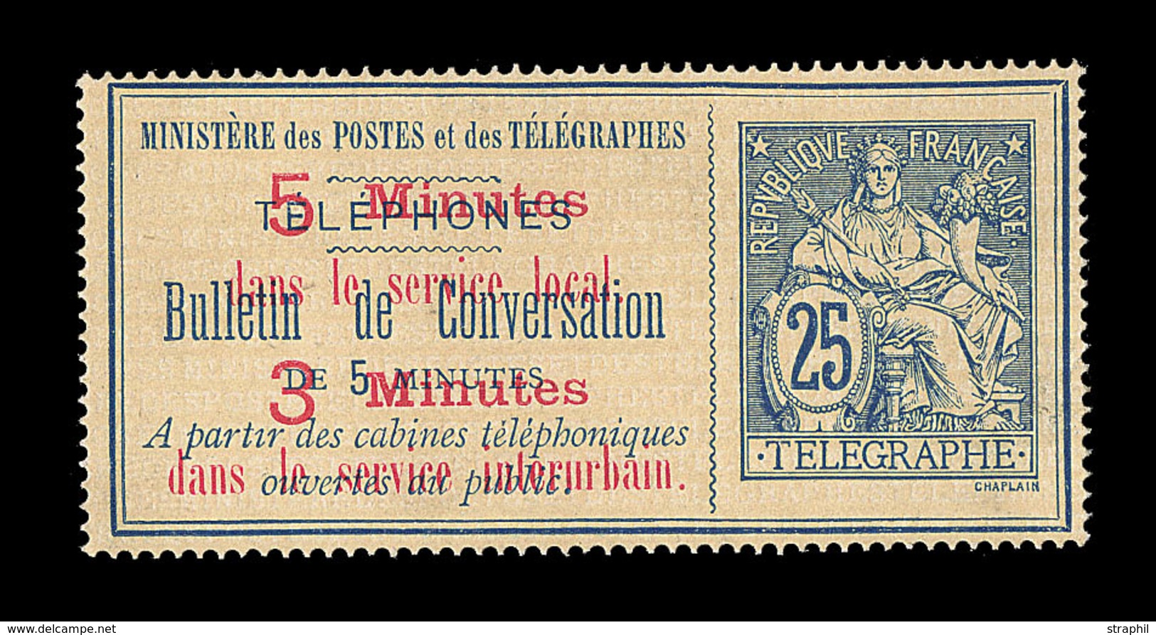 (*) TIMBRES - TELEPHONE - (*) - N°12 - 25c Bleu - Surchargé - TB - Telegraph And Telephone