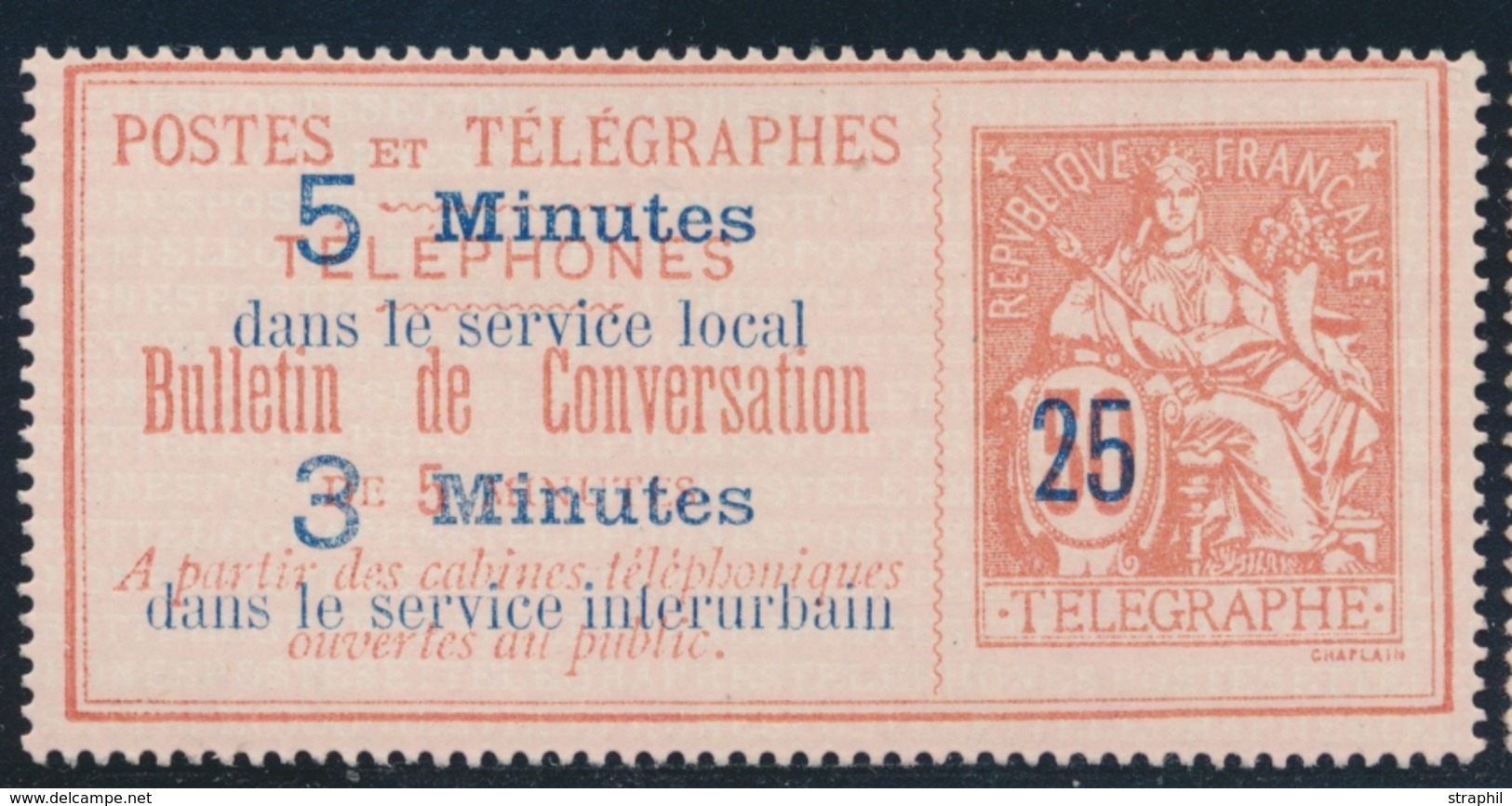 (*) TIMBRES - TELEPHONE - (*) - N°14 - 25c Sur 50 Rge S/rose - TB - Telegraph And Telephone