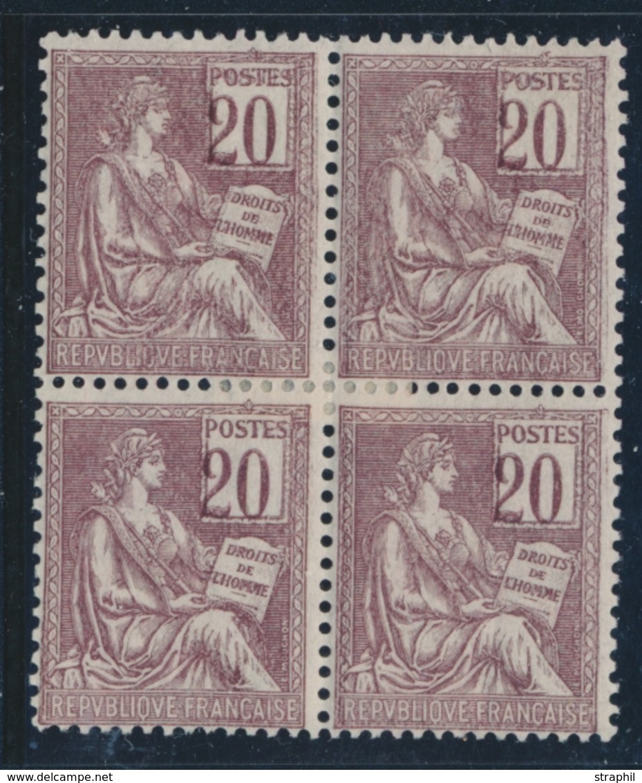 * VARIETES - * - N°113a - Bloc De 4 - Chiffres Déplacés - Charn. Lég. - TB - Unused Stamps