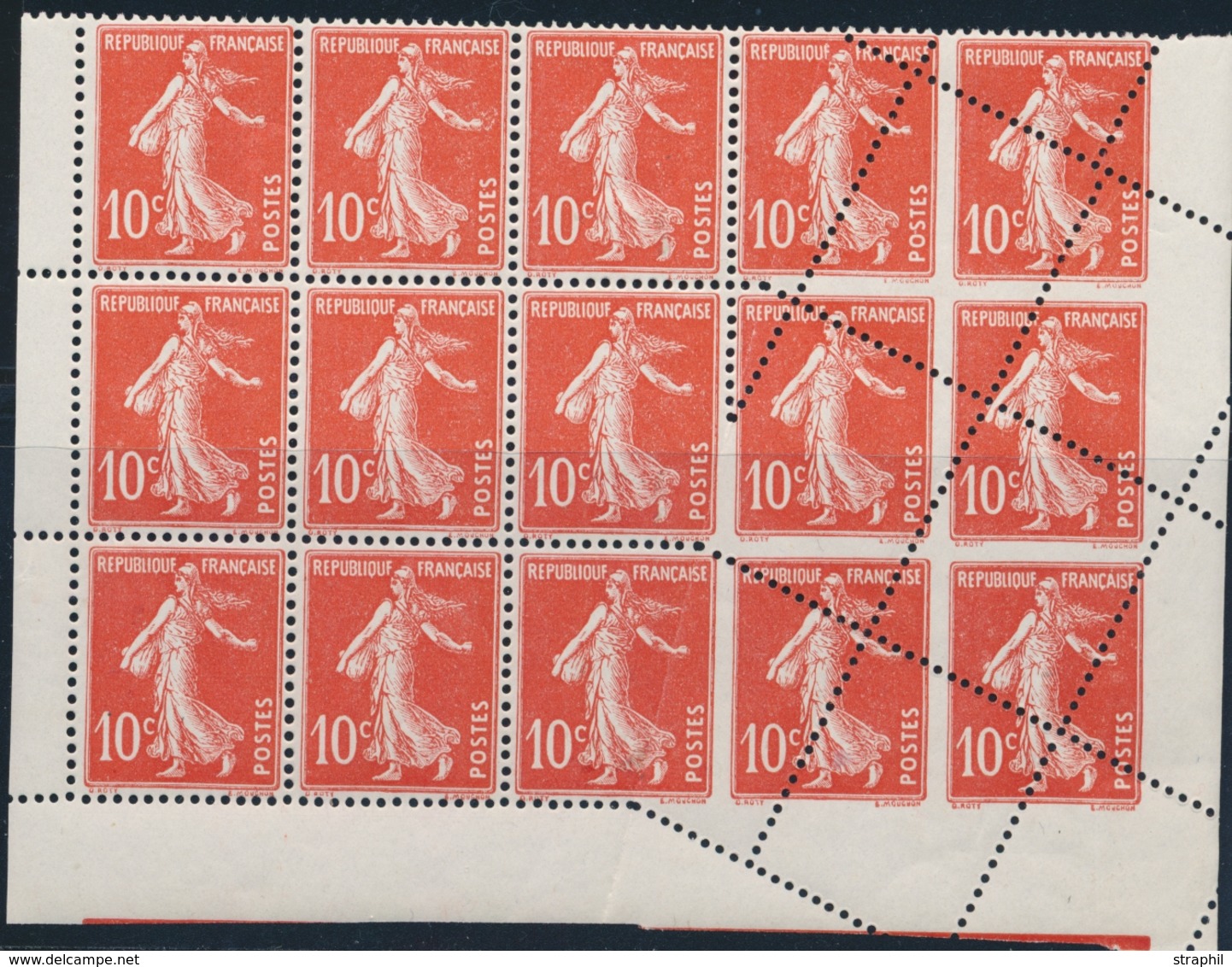 ** VARIETES - ** - N°138 - Bloc De 15 - Superbe Variété De Piquage - TB - Unused Stamps