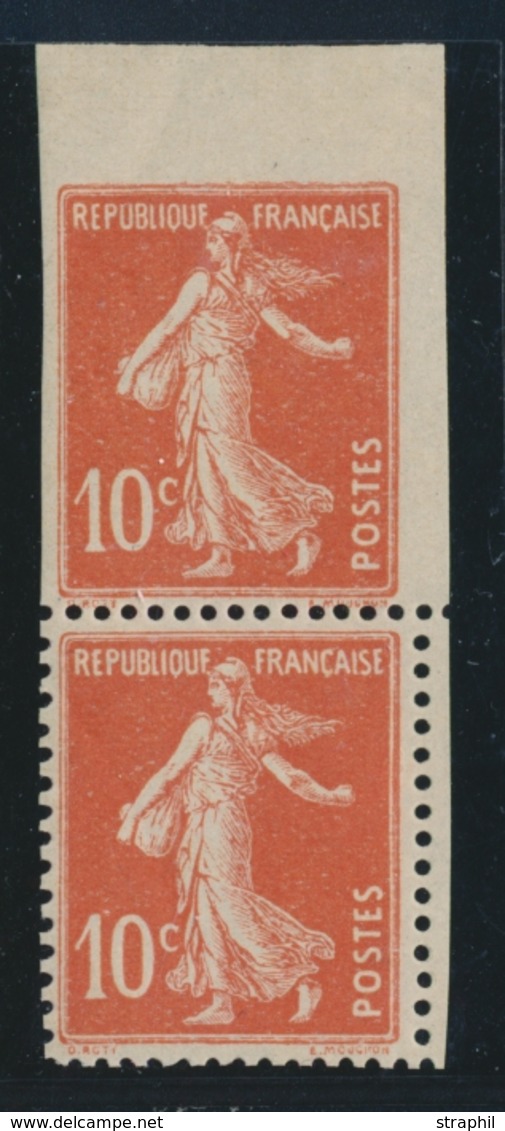 **/* VARIETES - **/* - N°138 - 10c Rge. Paire Vertic. Dt 1er ND Accident. - Rare - Signé Chevalier - TB - Unused Stamps