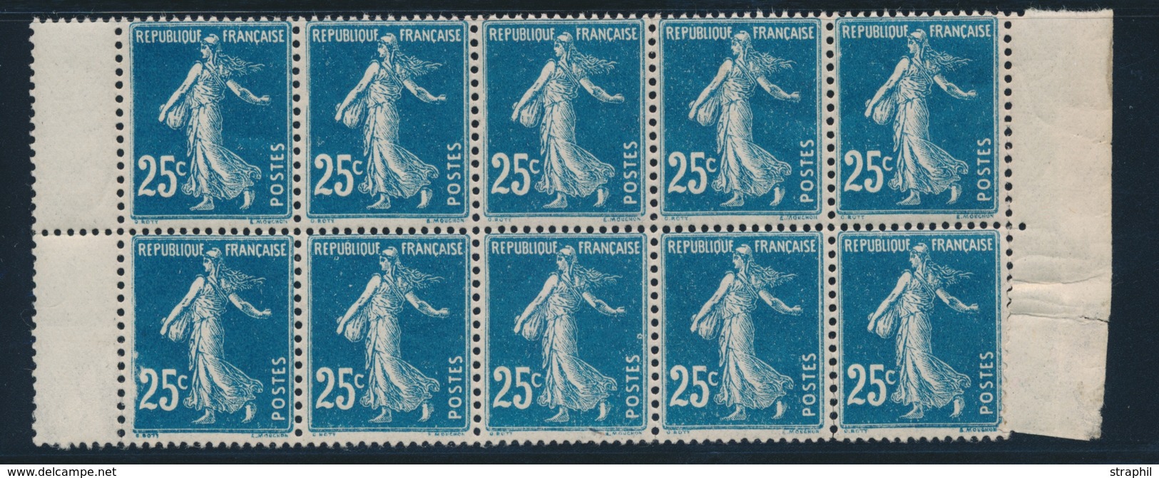 ** VARIETES - ** - N°140 Bleu Foncé - Bloc De 10 - Impression Recto Verso - Superbe Nuance - TF - TB - Unused Stamps