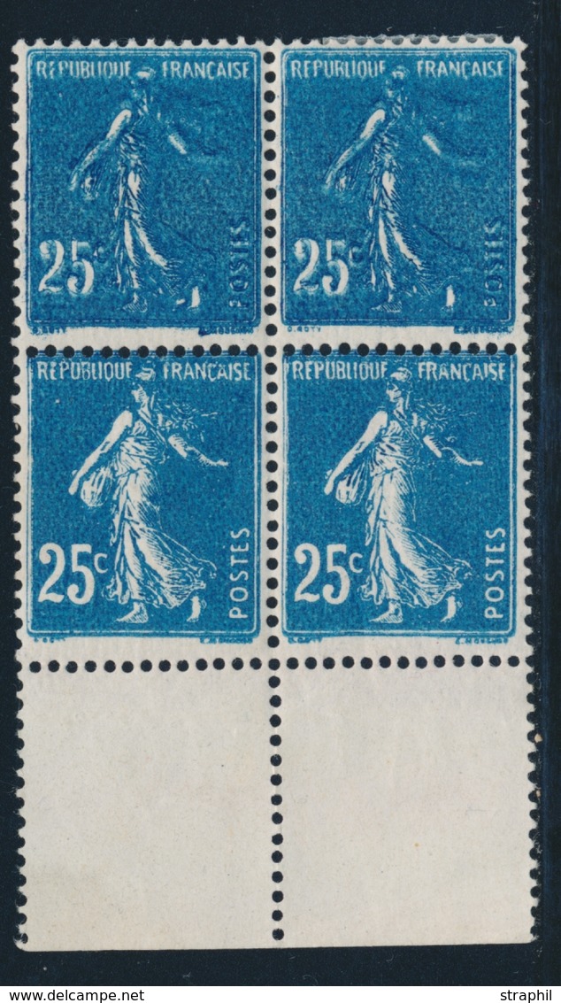 ** VARIETES - ** - N°140 - Bloc De 4 - BDF - Superbe Variété D'Impression S/2 T. - TB - Unused Stamps