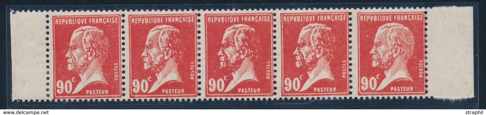 ** VARIETES - ** - N°178 - 90c Rouge - Tête De Nègre Ds Bde De 5 - TB - Unused Stamps