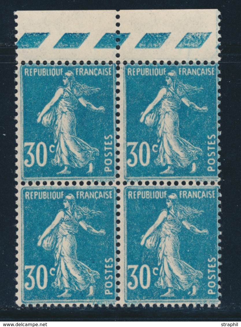 ** VARIETES - ** - N°217 - 25c S/30c Bleu - Surcharge À Sec - Bloc De 4 - BDF - TB - Unused Stamps