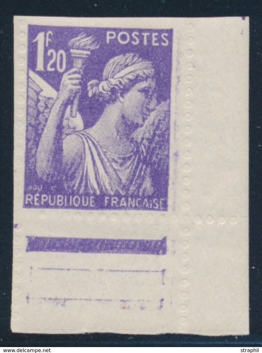 ** VARIETES - ** - N°651 - 1F20 Violet - CdF - Dentelure Aveugle - TB - Unused Stamps