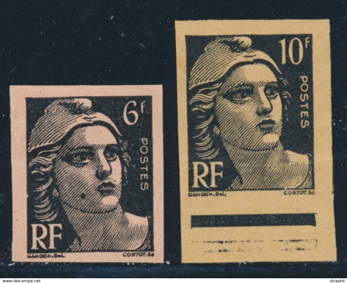 (*) VARIETES - (*) - N°720, 722 - 2 Essais En Noir Sur Chamois Et Saumon - TB - Unused Stamps