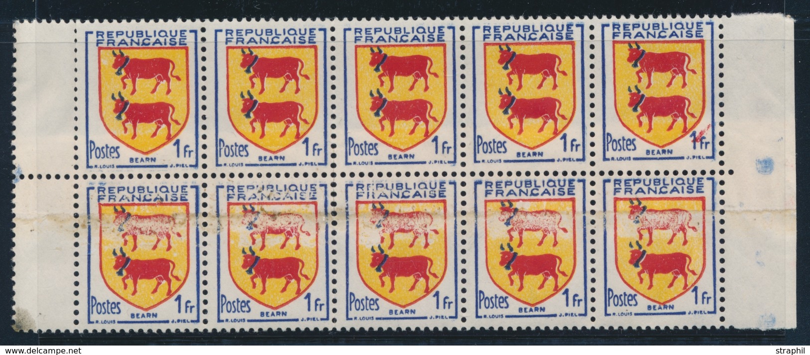 ** VARIETES - ** - N°901 - Bloc De 10 - BDF - 5T. Imprimés S/raccord - TB - Unused Stamps