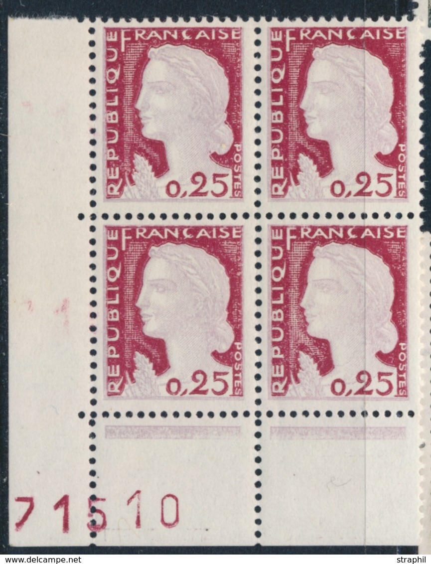 ** VARIETES - ** - N°1263 - Bloc De 4 - Cdf N° - Rose Clair Au Lieu De Gris - TB - Unused Stamps