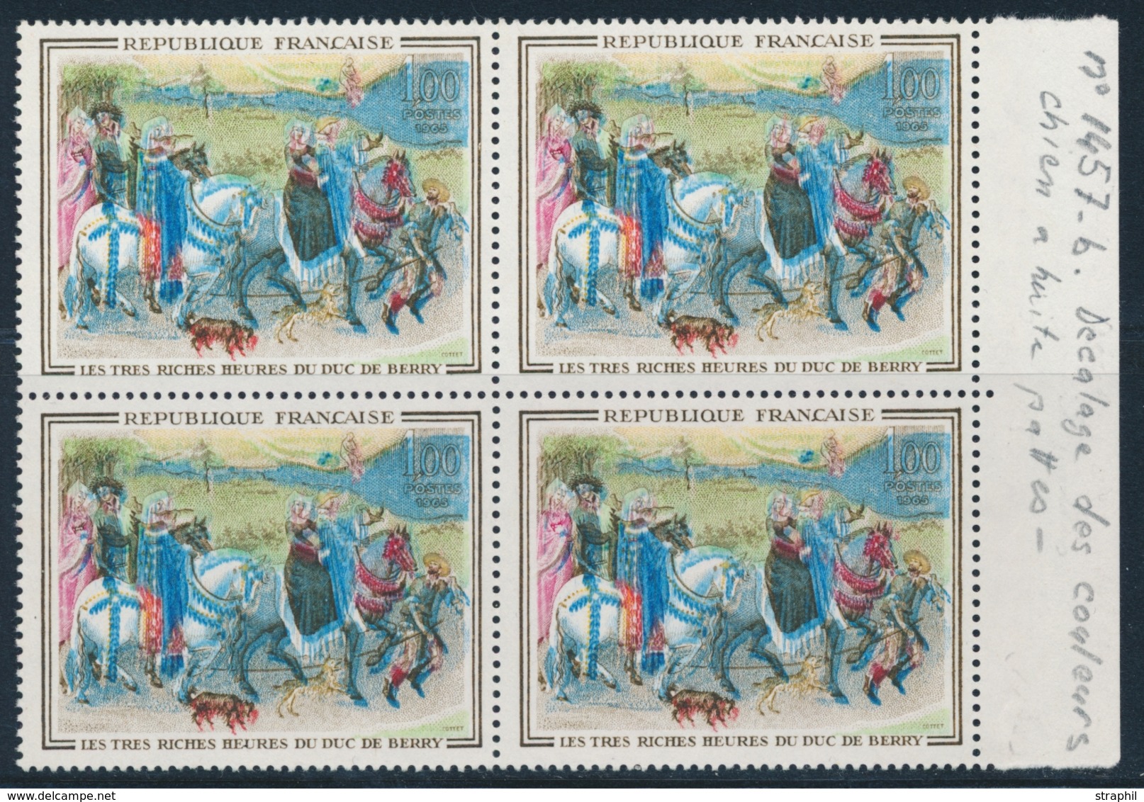 ** VARIETES - ** - N°1457c - Chien à 8 Pattes - Bloc De 4 - Bdf - TB - Unused Stamps