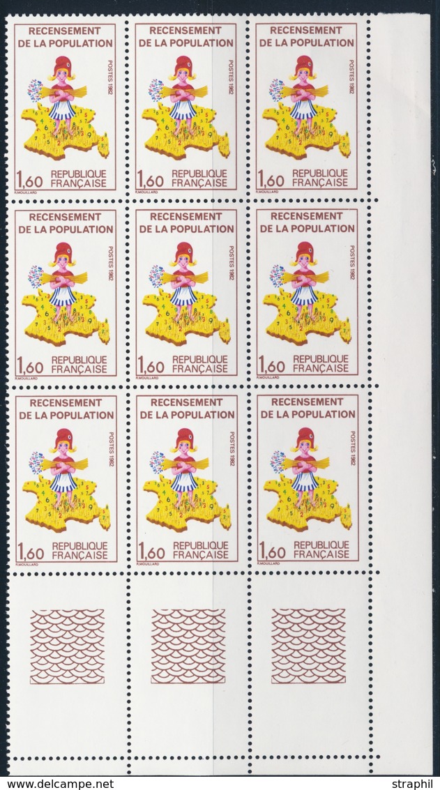 ** VARIETES - ** - N°2202a (x2) Ds Bloc De 9 - CdF - TB - Unused Stamps