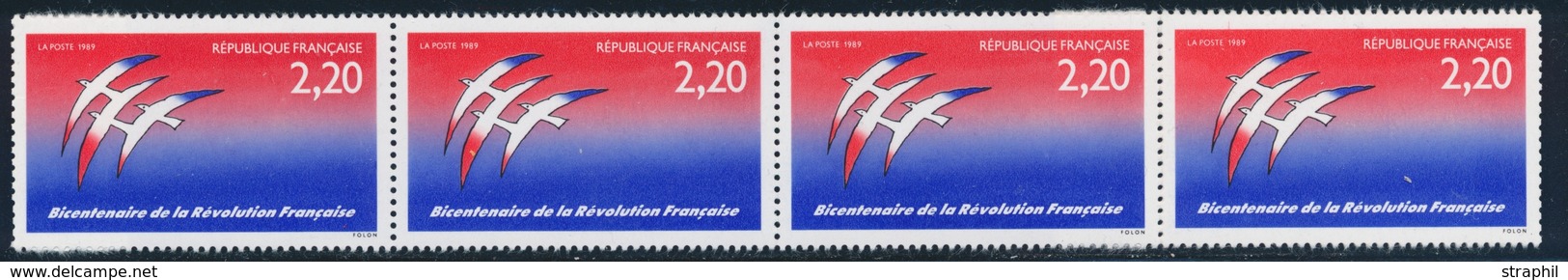 ** VARIETES - ** - N°2560a - Sans Signature FOLON Ds Bde De 5 - Signé Calves - TB - Unused Stamps