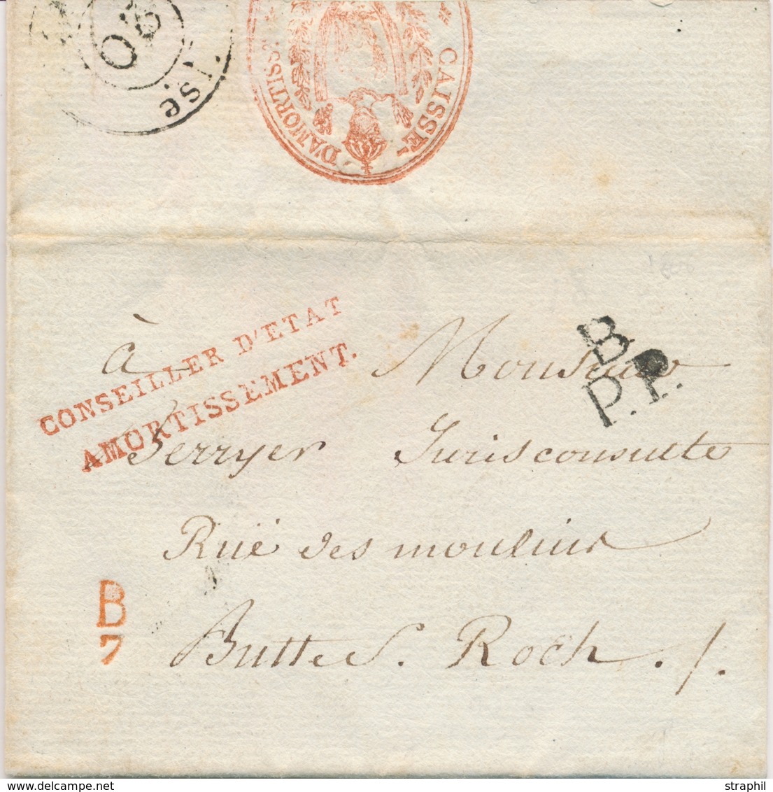 LAC FRANCHISES - LAC - Conseiller D'Etat Amort. (Rge) Pli Du L'Empire Par Les Conseilles D'Etat - Au Verso Sceau De La C - 1801-1848: Vorläufer XIX