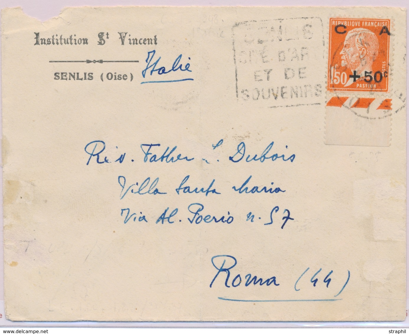 L CA Sur Lettre - L - N°248 - Obl. Senlis - 6/6/28 + Daguin - Pr ROMA (Italie) - TB - Briefe U. Dokumente