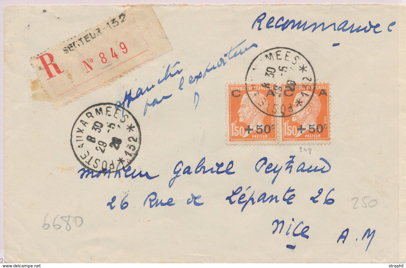 L CA Sur Lettre - L - N°248 - Paire - Obl. Poste Aux Armées - Secteur 132 - S/recom. - TB - Briefe U. Dokumente