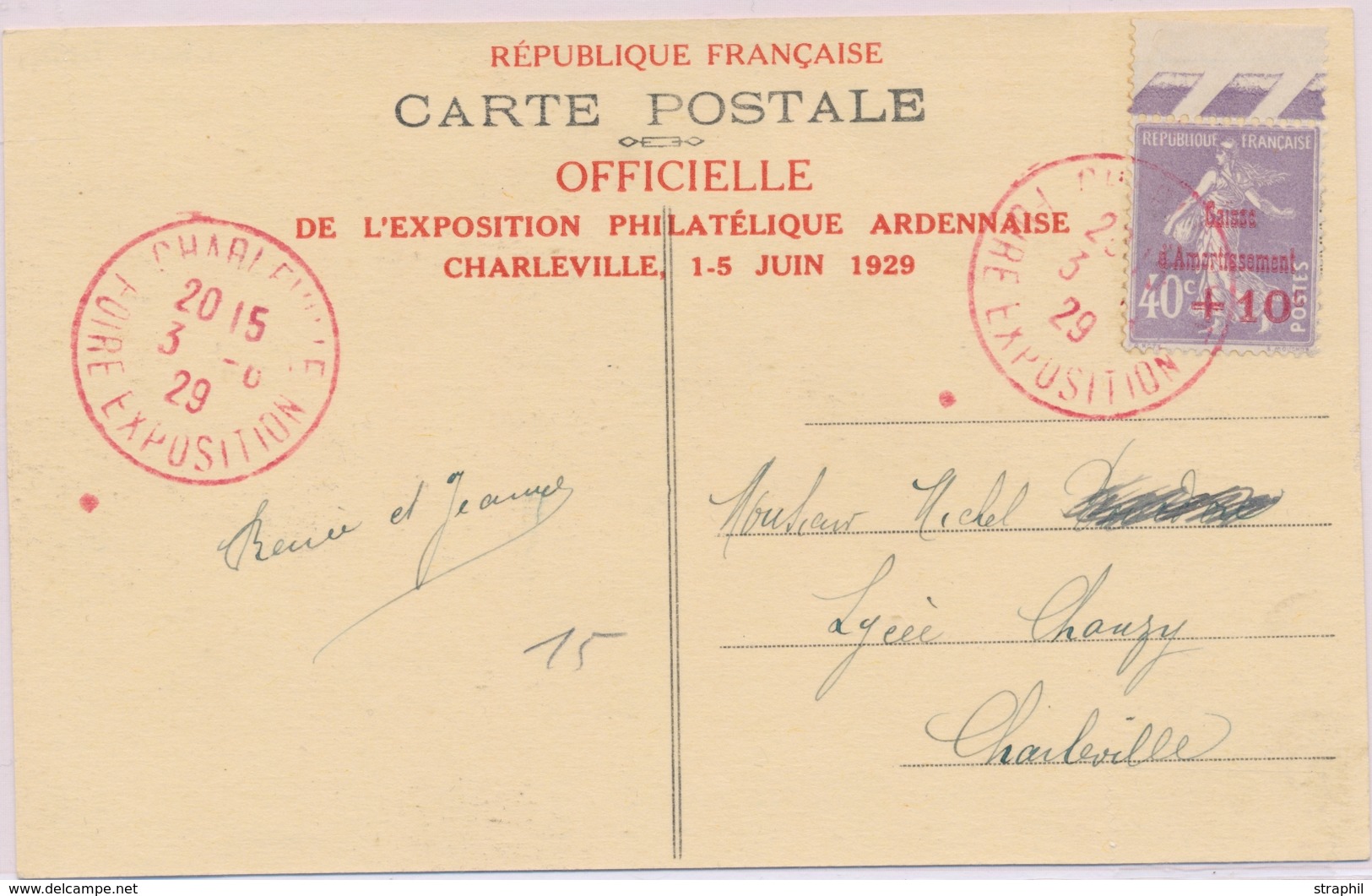 CP CA Sur Lettre - CP - N°249 - Obl. CHARLEVILLE/foire Expo- 3/06/29 - S/CP Officielle De L'expo - TB - Briefe U. Dokumente