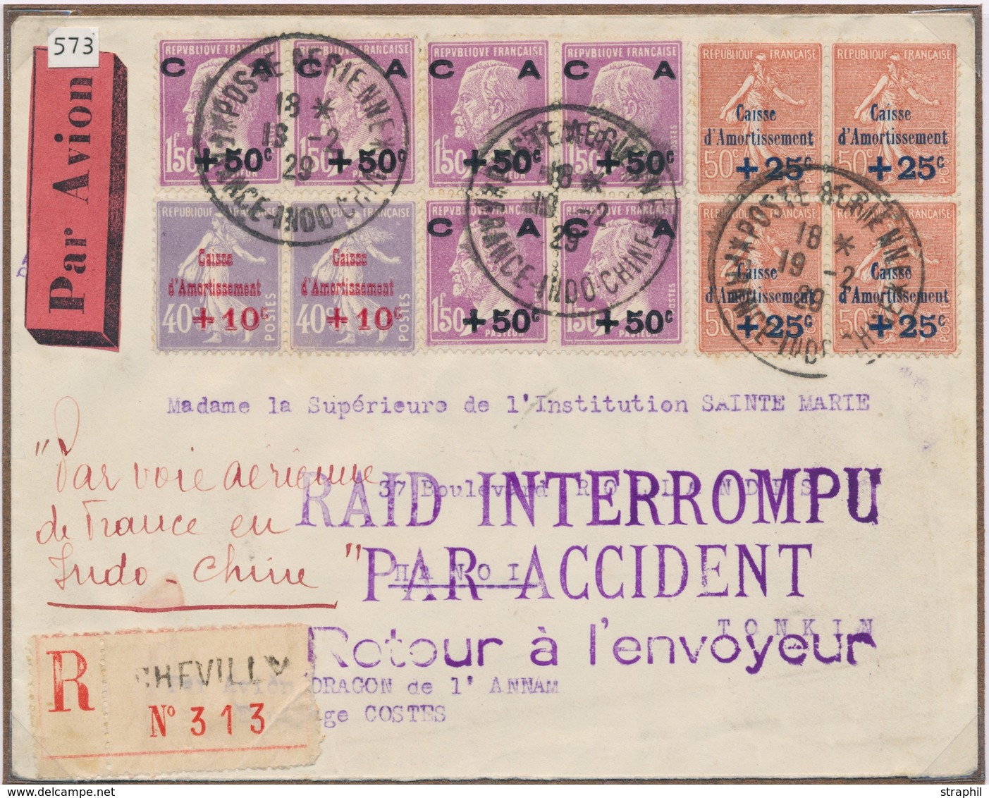 L CA Sur Lettre - L - N°249 Paire , 25 Bloc De 4, 251 X6 Dt Bloc De 4 - Obl Gd Cachet PA /France Indochine - 19/2/29 S/r - Covers & Documents