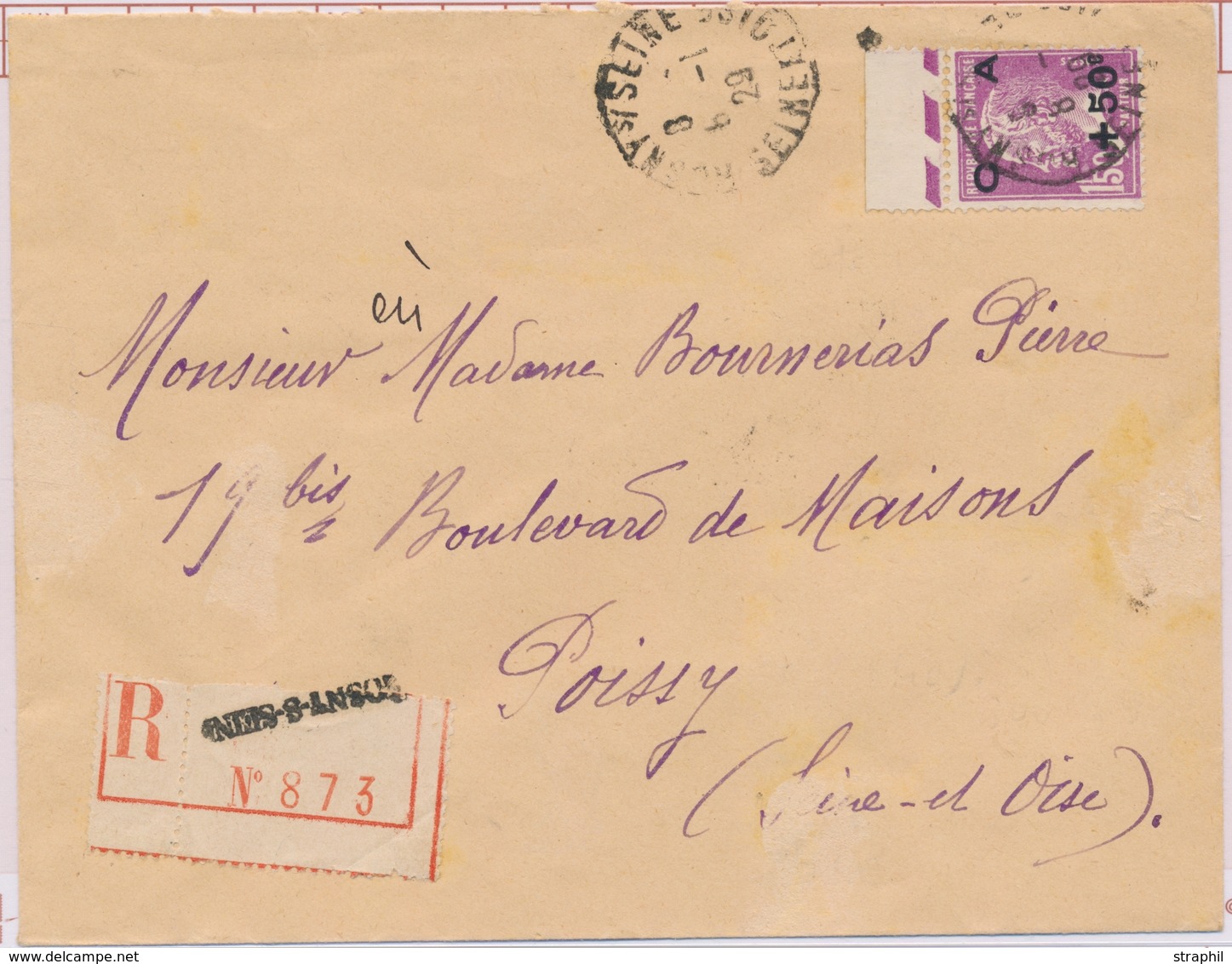 L CA Sur Lettre - L - N°251 - Bdf - Obl Rosny S/Seine - S/recom. TB - Covers & Documents