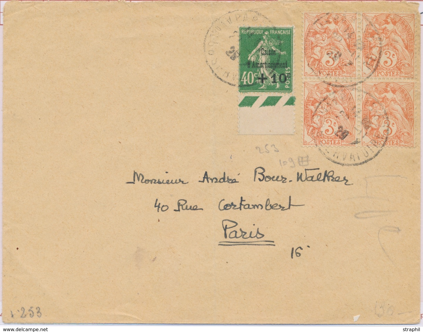 L CA Sur Lettre - L - N°253 + N°109 En Bloc De 4 - Nov. 1929 - TB - Briefe U. Dokumente