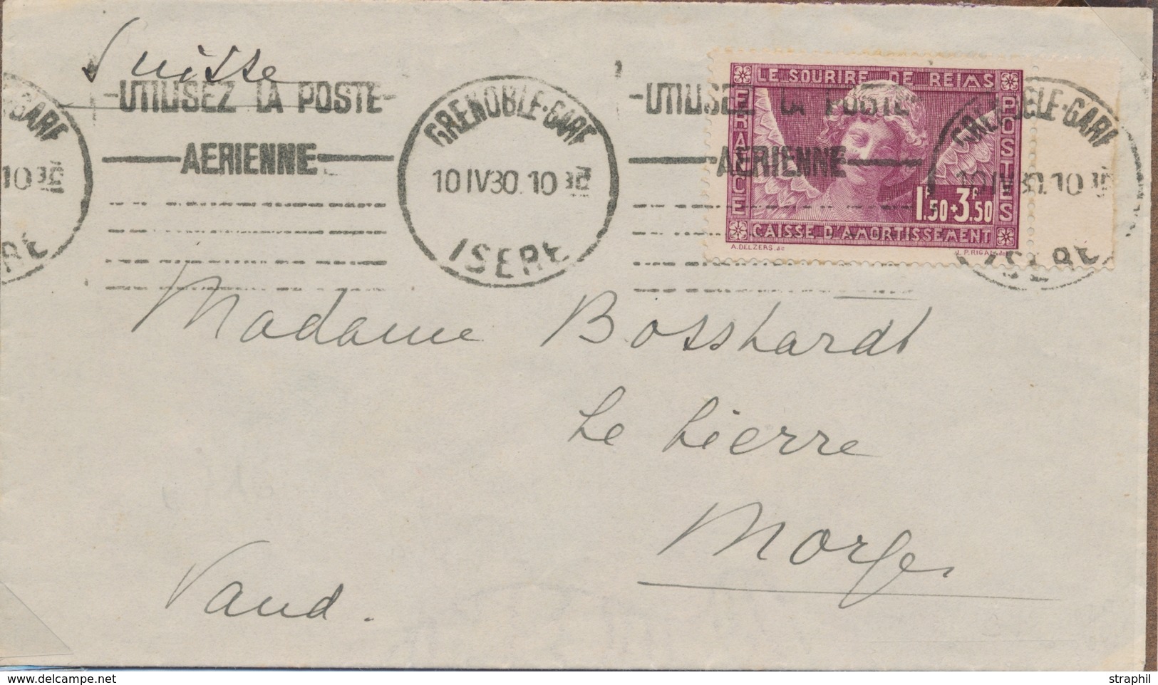 L CA Sur Lettre - L - N°256 - Obl Mécanique Grenoble Gare - 10/5/30 - Pr La Suisse - TB - Covers & Documents