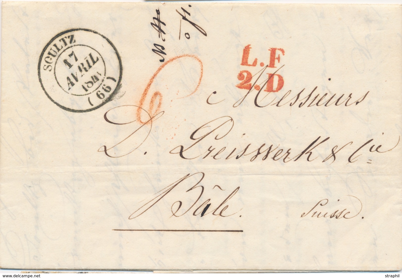 LAC M. POSTALES 19ème Siècle - HAUT-RHIN (Dépt 66) - LAC - Pli De #SOULTZ# - T14 - 17/4/1841 + Marque LF2D (Rge) - Pour  - Covers & Documents