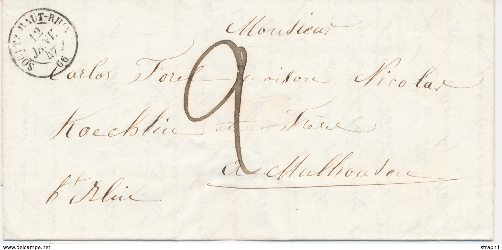 LAC M. POSTALES 19ème Siècle - HAUT-RHIN (Dépt 66) - LAC - #Soultz Haut-Rhin# - T15 - 12/1/1846 - Pour Mulhouse - TB - Briefe U. Dokumente