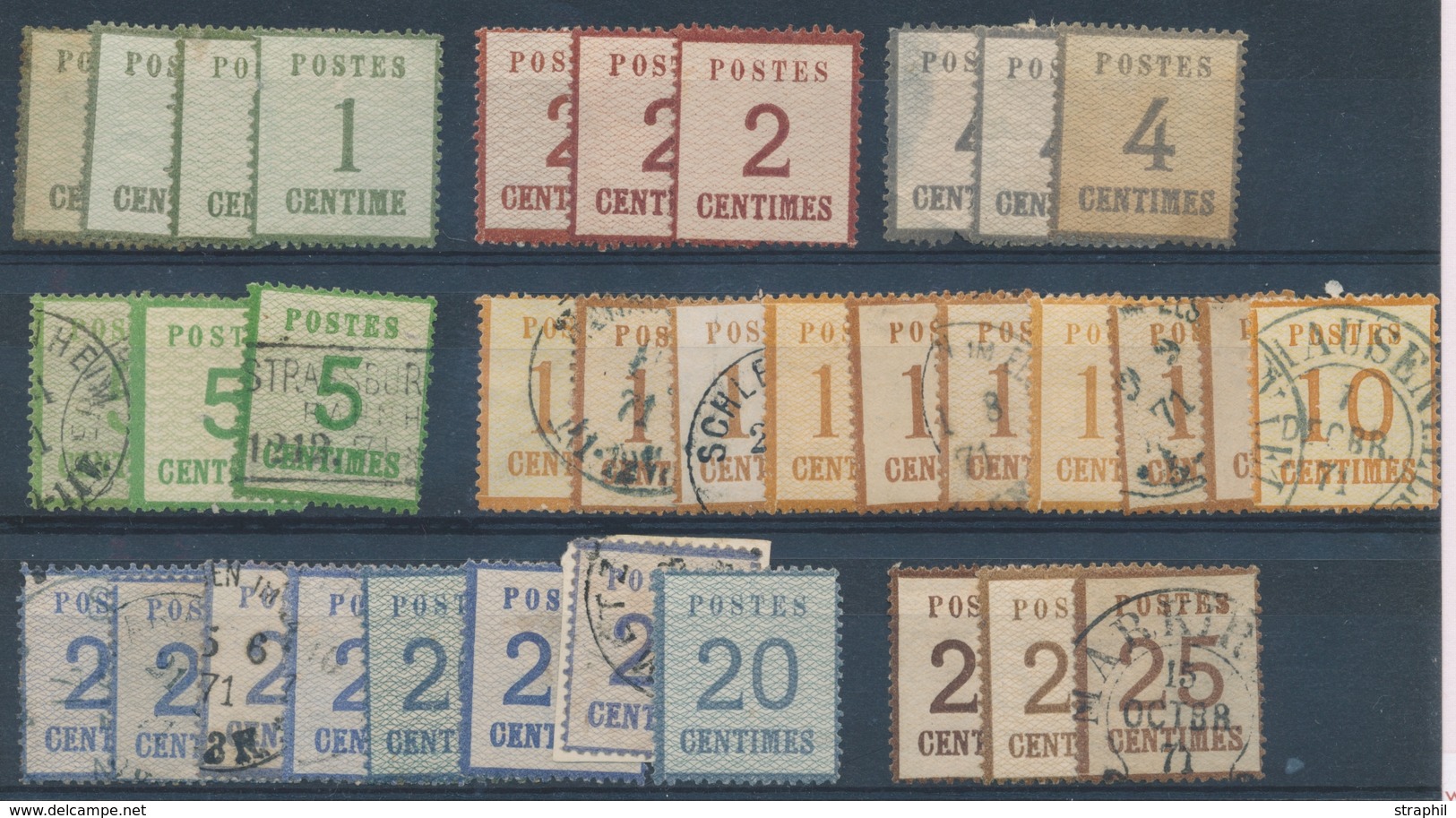 */(*) TIMBRES D'ALSACE LORRAINE (1870-71) - */(*) - N°1/7 - Par Multiples - états Divers - Other & Unclassified